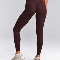 SoftMotion™ High Waisted Leggings with Grey Logo | Plum Brown