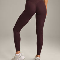 SoftMotion™ High Waisted Leggings with Grey Logo | Plum Brown