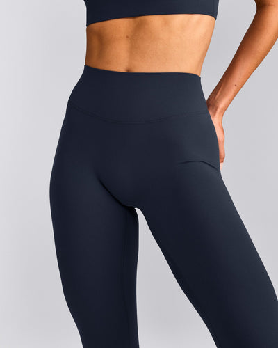 SoftMotion™ High Waisted Leggings with Grey Logo | True Blue