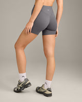 SoftMotion™ High Waisted Shorts 6" with Grey Logo | Ash Grey