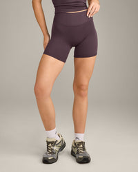 SoftMotion™ High Waisted Shorts 6" with Grey Logo | Dark Umber Brown
