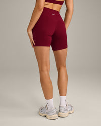 SoftMotion™ High Waisted Shorts 6" with Grey Logo | Ruby Red