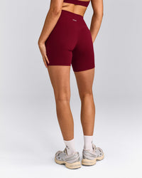 SoftMotion™ High Waisted Shorts 6" with Grey Logo | Ruby Red