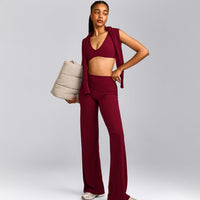 SoftMotion™ Straight Leg Bottoms with Grey Logo | Ruby Red