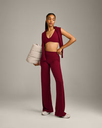 SoftMotion™ Straight Leg Bottoms with Grey Logo | Ruby Red