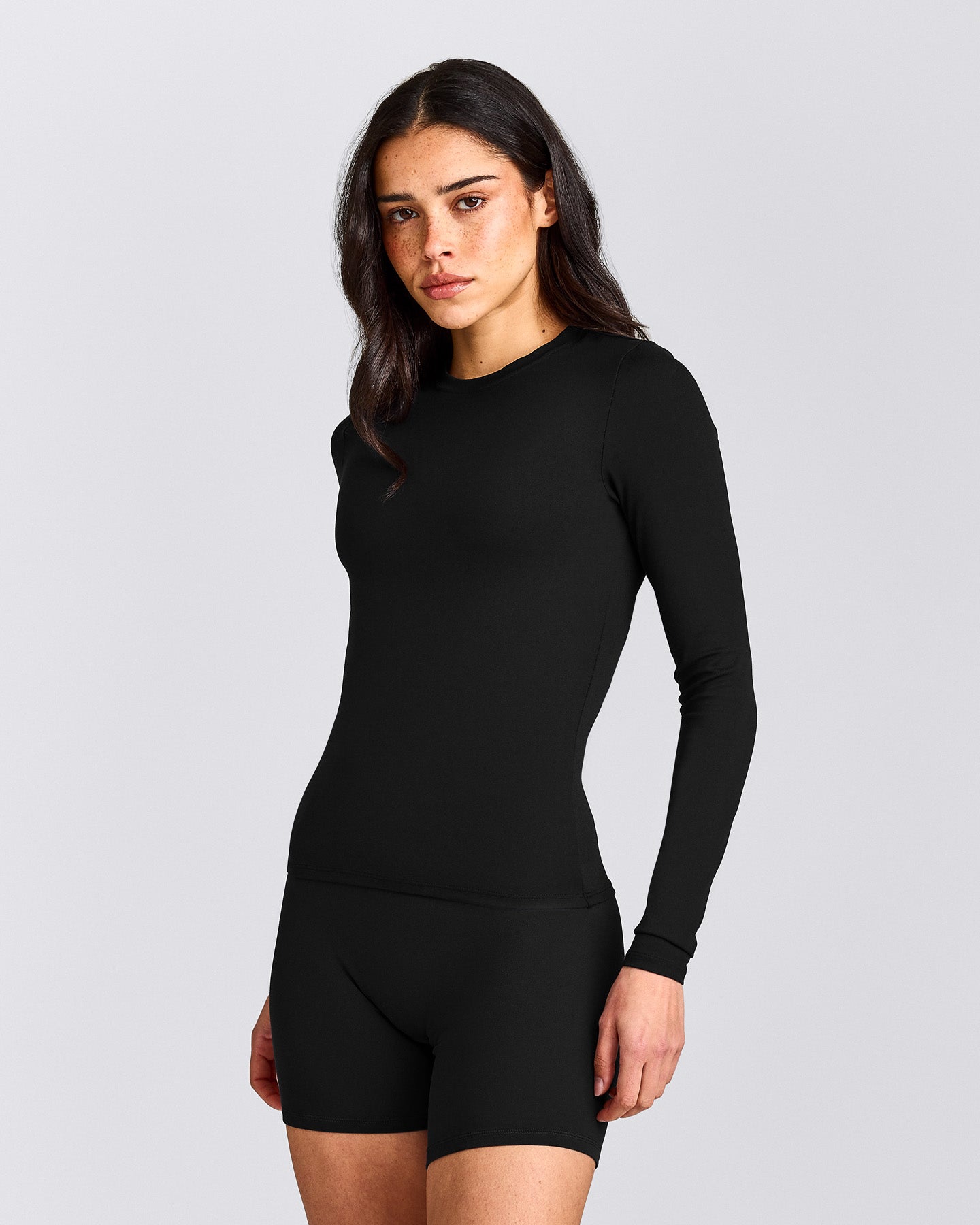 SoftMotion™ Long Sleeve Top with Grey Logo | Black