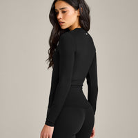 SoftMotion™ Long Sleeve Top with Grey Logo | Black