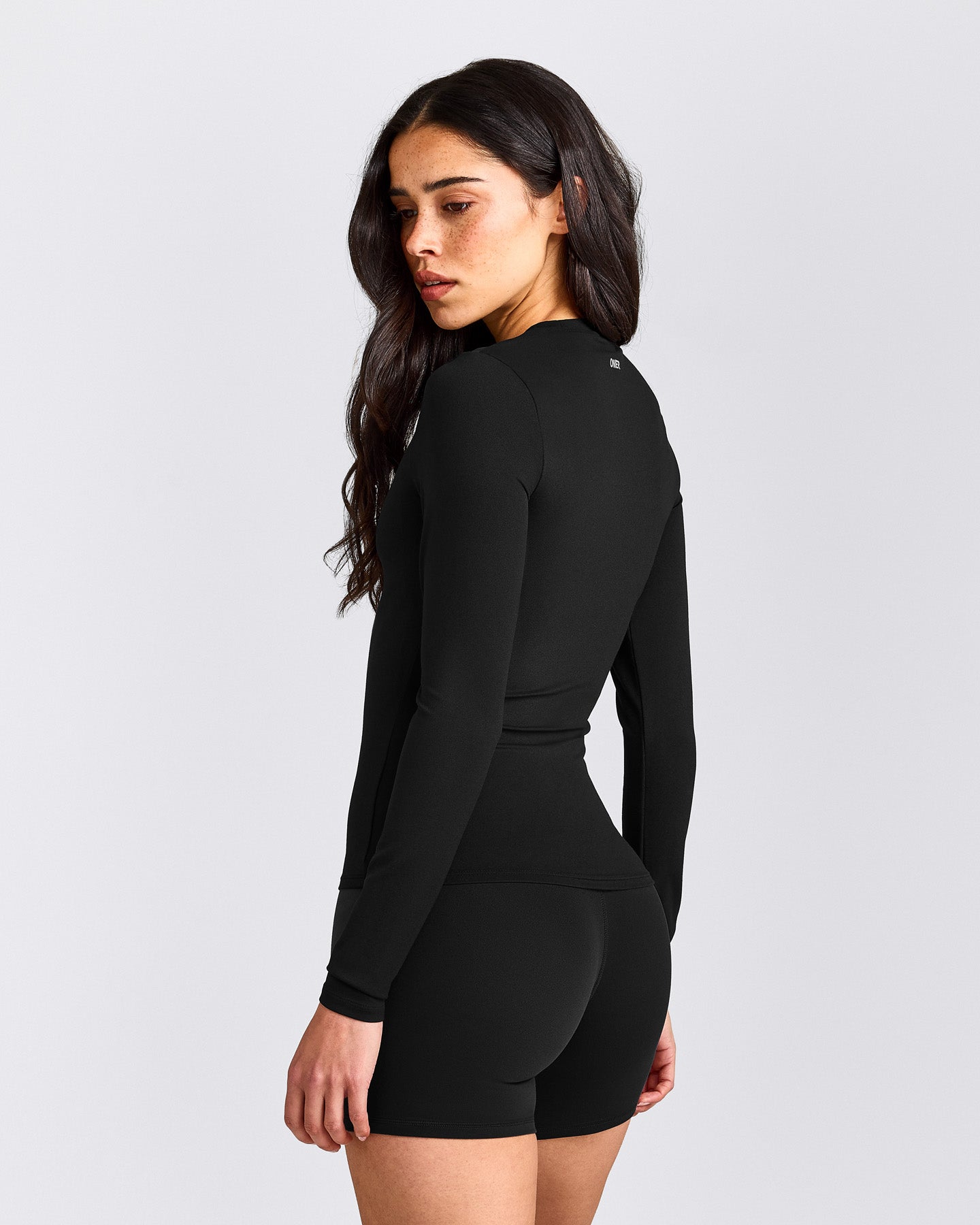SoftMotion™ Long Sleeve Top with Grey Logo | Black