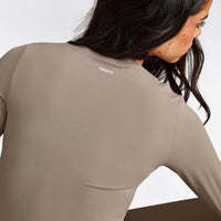 SoftMotion™ Long Sleeve Top with White Logo | Warm Sand
