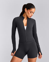 SoftMotion™ Mid Jacket with Grey Logo | Coal