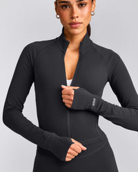 SoftMotion™ Mid Jacket with Grey Logo | Coal