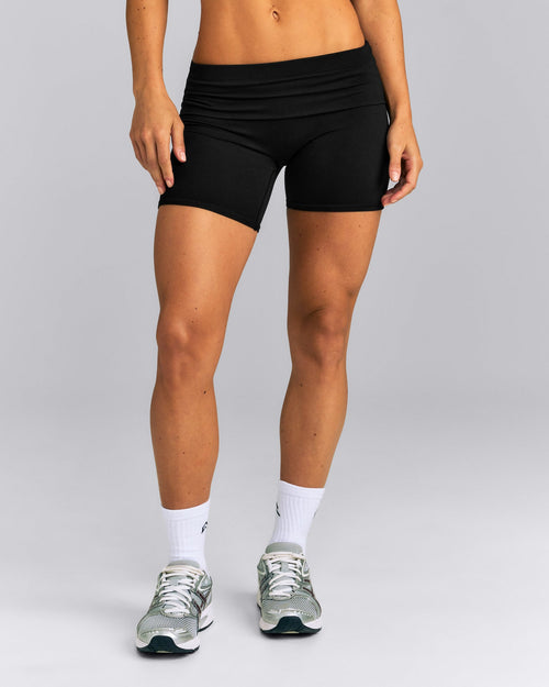 SoftMotion™ Fold Over Mid Rise Shorts 6" | Black
