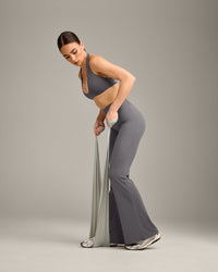 SoftMotion™ Minimal Halter Neck Bralette with Grey Logo | Ash Grey