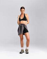 SoftMotion™ Minimal Halter Neck Bralette with Grey Logo | Black