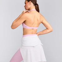 SoftMotion™ Minimal Halter Neck Bralette with Grey Logo | Chalk Pink