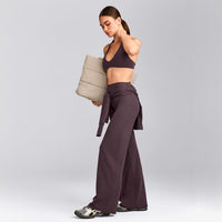 SoftMotion™ Minimal Halter Neck Bralette with Grey Logo | Dark Umber Brown