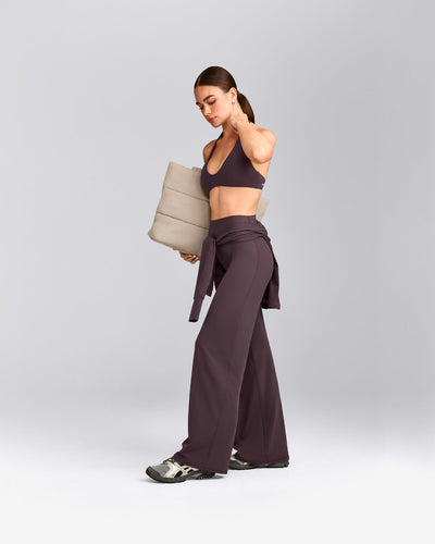 SoftMotion™ Minimal Halter Neck Bralette with Grey Logo | Dark Umber Brown