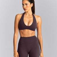 SoftMotion™ Minimal Halter Neck Bralette New Branding | Dark Umber Brown