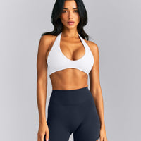 SoftMotion™ Minimal Halter Neck Bralette New Branding | White