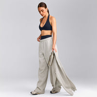 SoftMotion™ Minimal Halter Neck Bralette with Grey Logo | True Blue