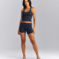 SoftMotion™ Racer Back Mid Tank Top with Built in Bra Shelf New Branding | True Blue