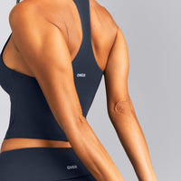 SoftMotion™ Racer Back Mid Tank Top with Built in Bra Shelf New Branding | True Blue