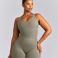 SoftMotion™ Racer Back Mid Tank Top with Built in Bra Shelf | Alpine Green