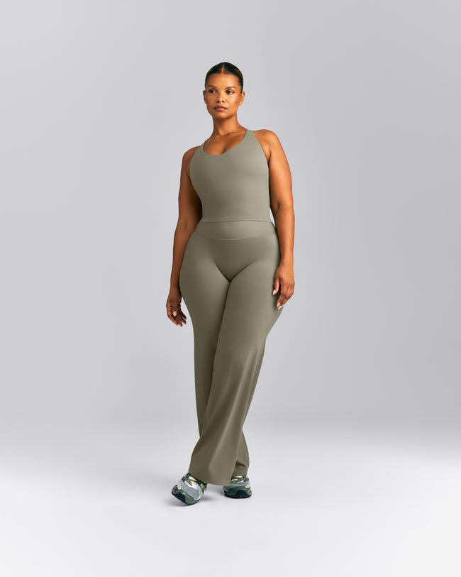 SoftMotion™ Racer Back Mid Tank Top with Built in Bra Shelf | Alpine Green