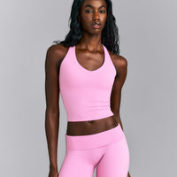 SoftMotion™ Racer Back Mid Tank Top with Built in Bra Shelf | Rose Pink
