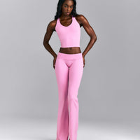 SoftMotion™ Racer Back Mid Tank Top with Built in Bra Shelf | Rose Pink