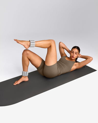 SoftMotion™ Racer Back Mid Vest with Built in Bra Shelf with Grey Logo | Moss Brown