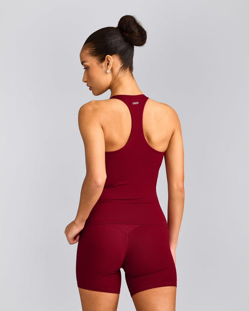 SoftMotion™ Racer Back Vest with Built in Bra Shelf with Grey Logo | Ruby Red