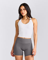 SoftMotion™ Racer Back Mid Vest With Built in Bra Shelf | White