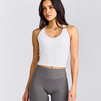 SoftMotion™ Racer Back Mid Vest With Built in Bra Shelf | White