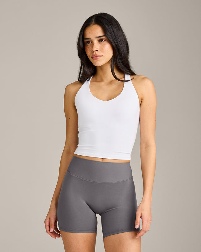 SoftMotion™ Racer Back Mid Vest With Built in Bra Shelf | White