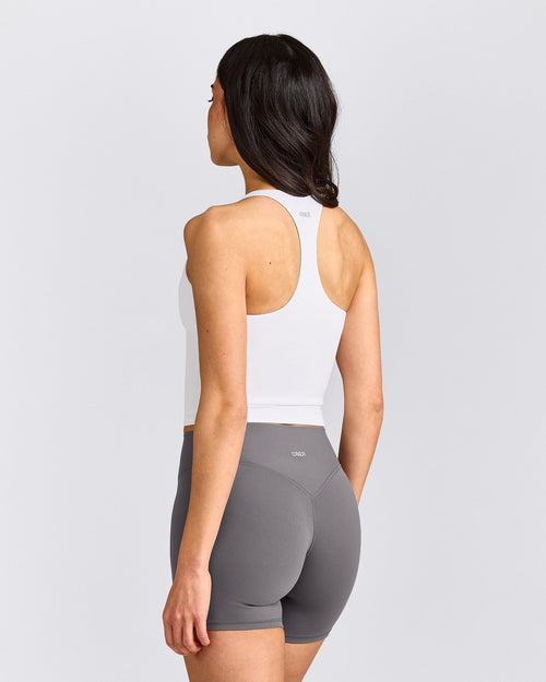 SoftMotion™ Racer Back Mid Vest With Built in Bra Shelf | White