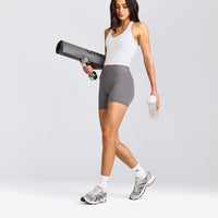 SoftMotion™ Racer Back Mid Vest With Built in Bra Shelf | White