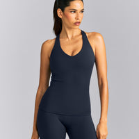 SoftMotion™ Racer Back Tank Top with Built in Bra Shelf New Branding | True Blue