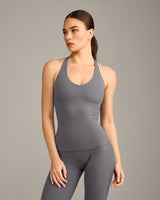 SoftMotion™ Racer Back Vest with Built in Bra Shelf with Grey Logo | Ash Grey