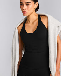 SoftMotion™ Racer Back Vest with Built in Bra Shelf with Grey Logo | Black