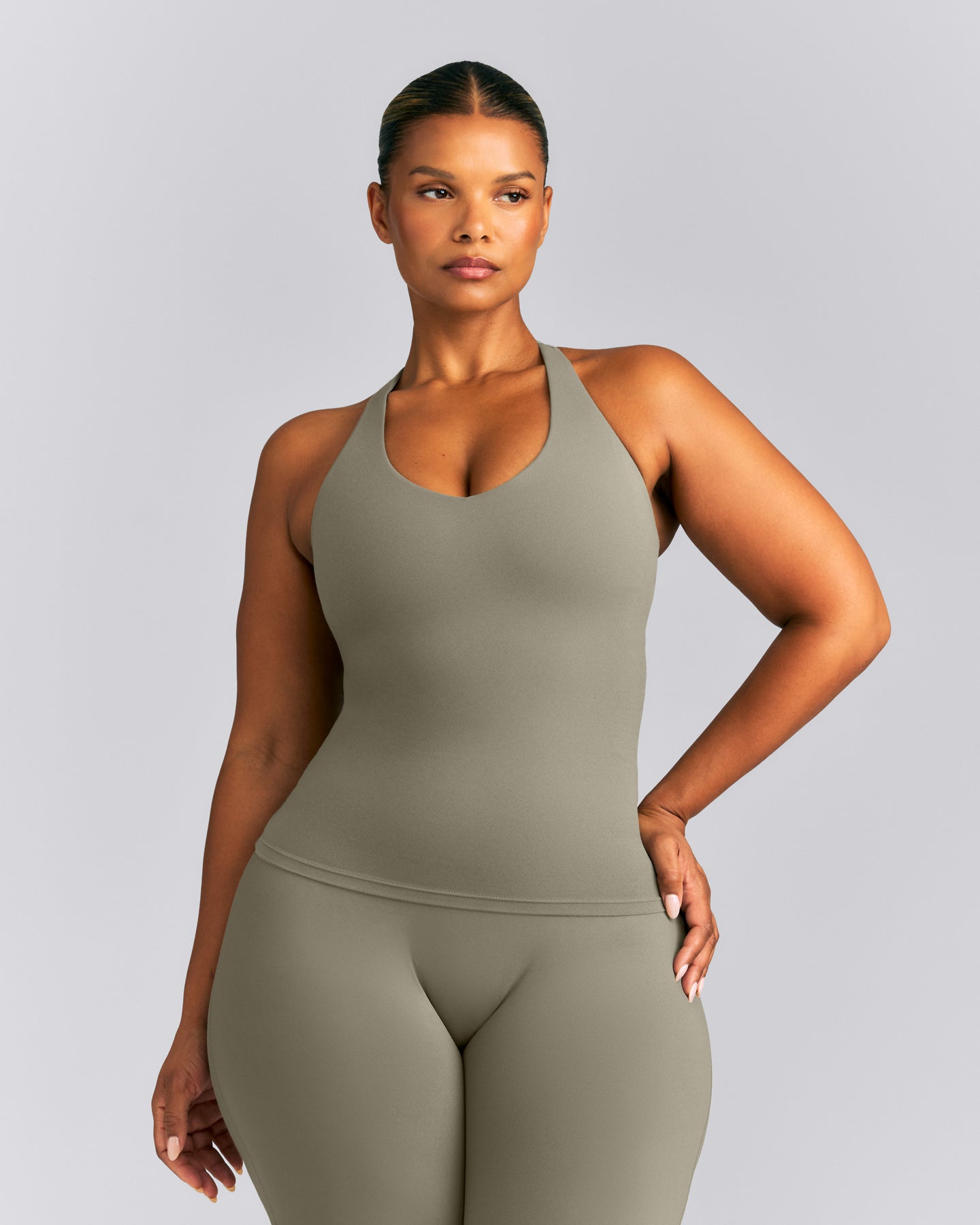 SoftMotion™ Racer Back Tank Top with Built in Bra Shelf | Alpine Green
