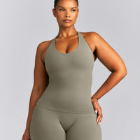 SoftMotion™ Racer Back Tank Top with Built in Bra Shelf | Alpine Green