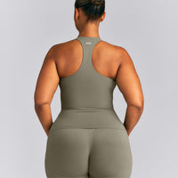 SoftMotion™ Racer Back Tank Top with Built in Bra Shelf | Alpine Green