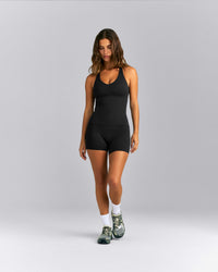 SoftMotion™ Racer Back Tank Top with Built in Bra Shelf | Black