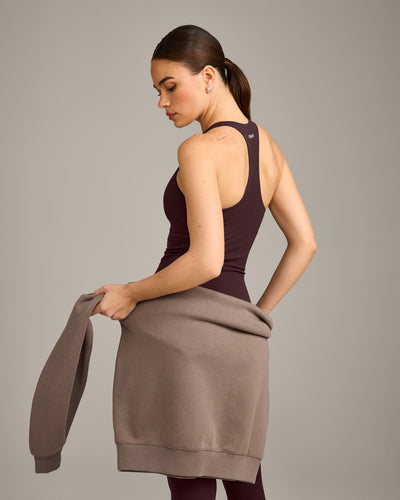SoftMotion™ Racer Back Vest with Built in Bra Shelf with Grey Logo | Plum Brown