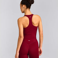 SoftMotion™ Racer Back Mid Tank Top with Built in Bra Shelf | Ruby Red