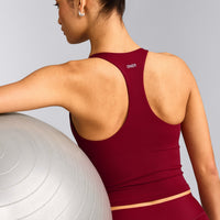 SoftMotion™ Racer Back Mid Tank Top with Built in Bra Shelf | Ruby Red