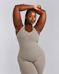 SoftMotion™ Racer Back Tank Top with Built in Bra Shelf | Warm Sand