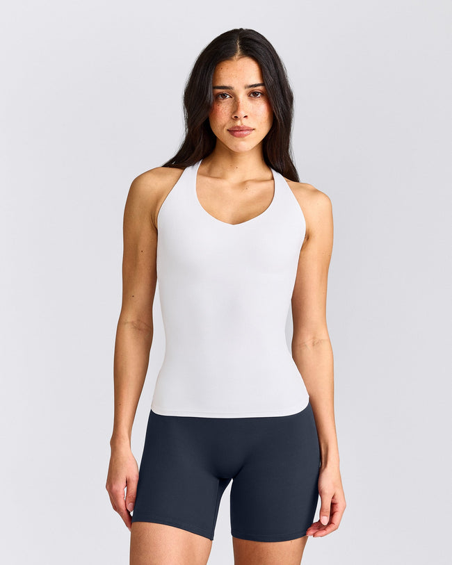 SoftMotion™ Racer Back Vest with Built in Bra Shelf | White