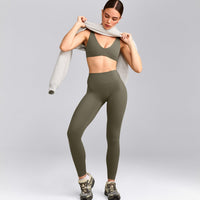 SoftMotion™ Scoop Back Bralette with Grey Logo | Alpine Green